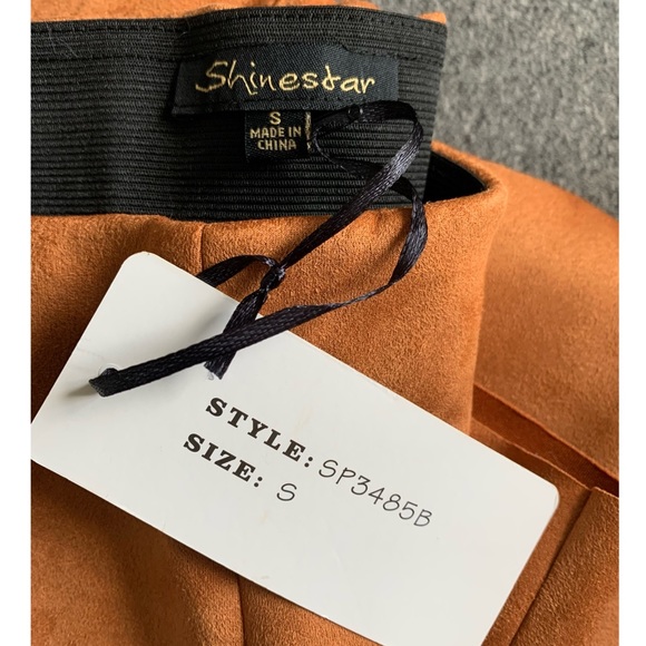 NWT! Fashion Nova Faux Suede Cognac Colored Pants - Picture 7 of 8